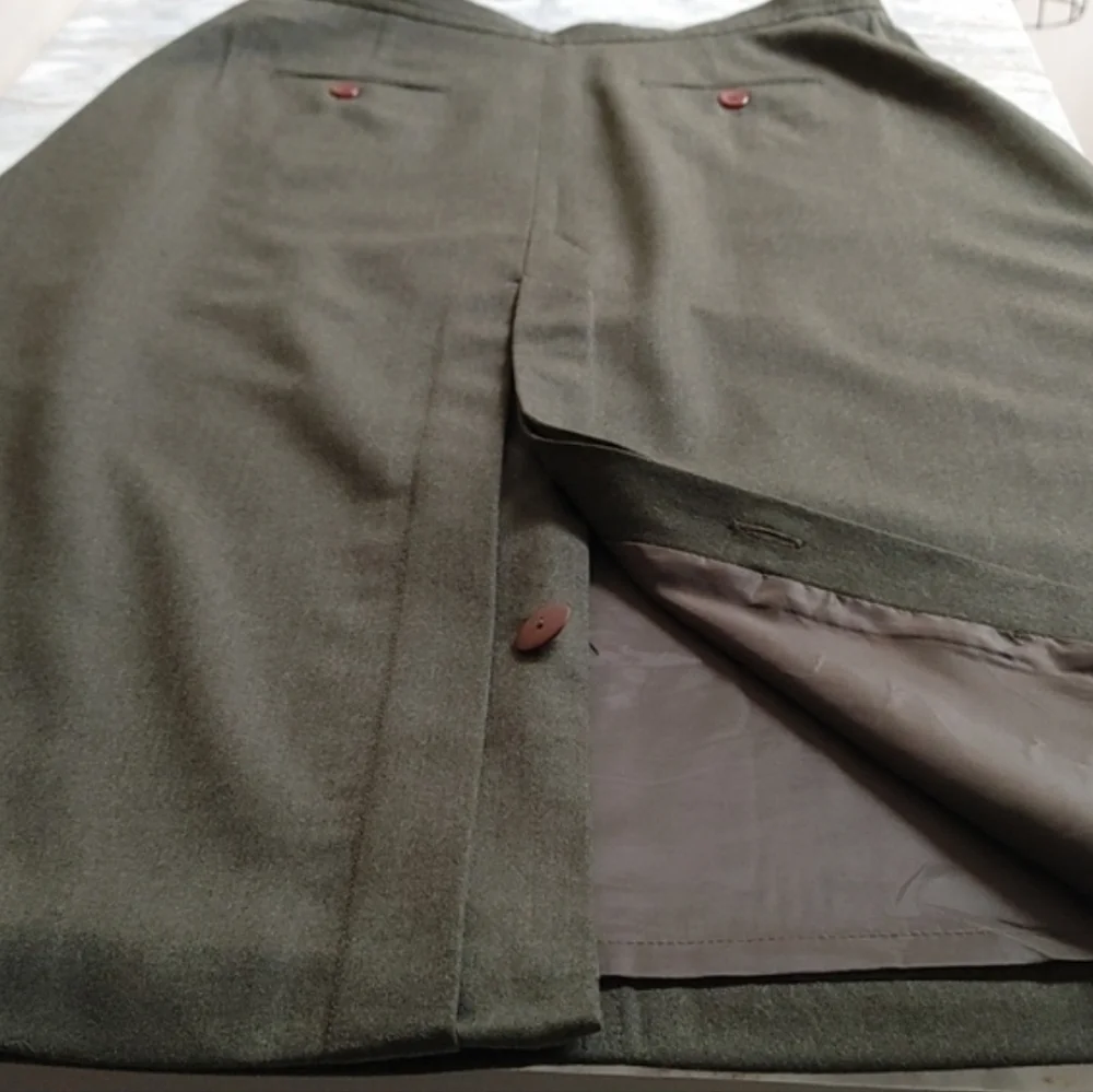 Vintage Talbots Long Green Fine Wool Riding Skirt 6 - Picture 11 of 17